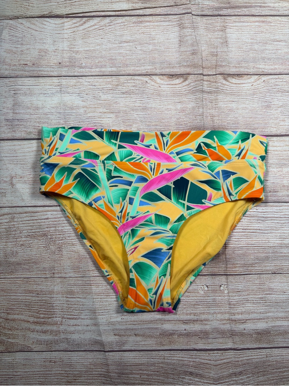NWOT Skye Multicolor Tropical Print Bikini Bottom - Green, Pink & Yellow